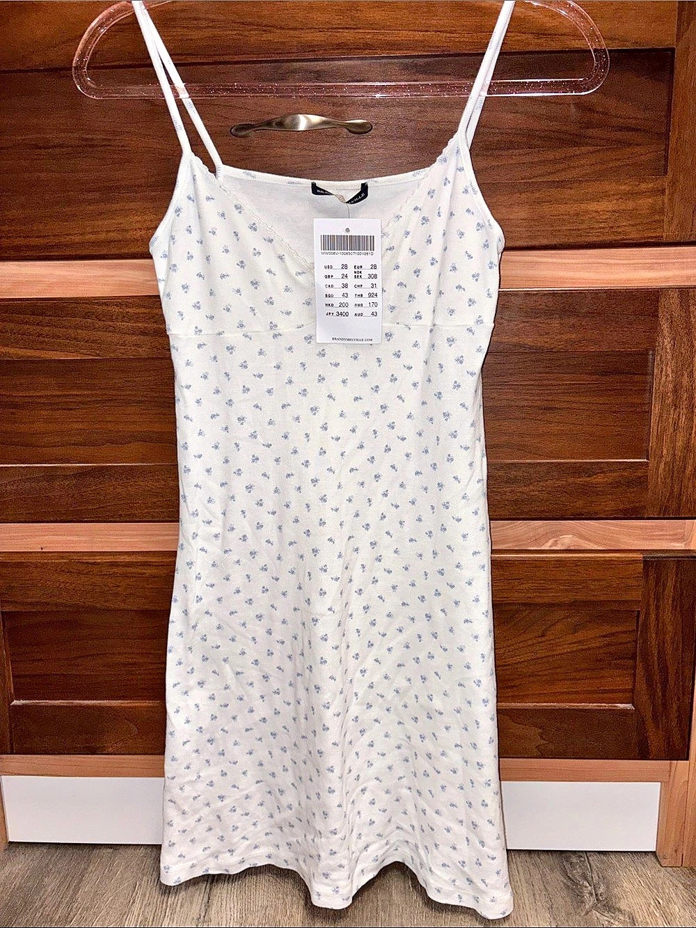 Brandy Melville NWT Blue & White Floral Slip Dress